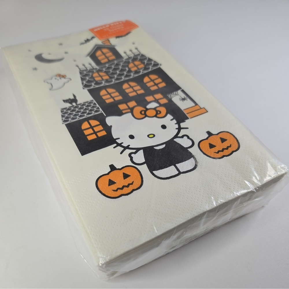 Hello Kitty Halloween Haunted House Guest Towels 32ct Sanrio Fall Decor SA451 - Picture 4 of 4